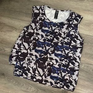 Zero Maria Cornejo Floral Vine Print Draped Silk Top Blouse Size 6